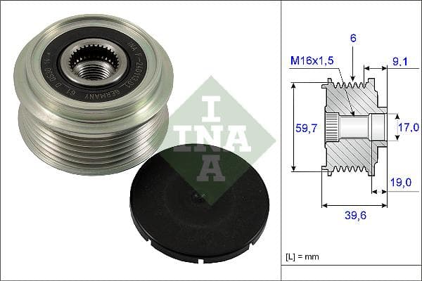 INA 535006510 roue libre alternateur nombre de rainures 6