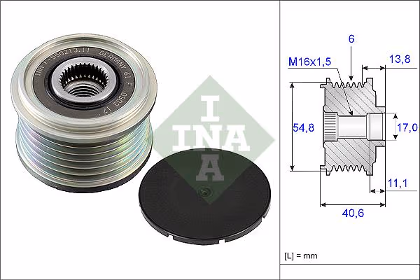 INA 535010210 roue libre alternateur nombre de rainures 6
