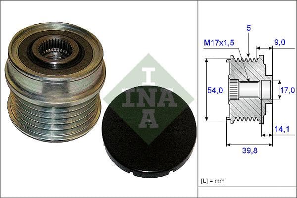 INA 535017110 roue libre alternateur nombre de rainures 5 largeur 39,8 mm